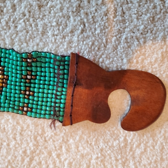 Beaded / wood elastic stretch belt. Bohemian - Picture 5 of 9